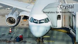  Presentation with airport runway - PPT theme having jet plane on the runway background and a light gray colored foreground