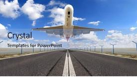  Presentation with jet plane - Slides with jet plane taking off runway background and a light blue colored foreground
