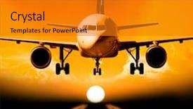  Presentation with jet plane - Theme featuring jet plane background and a gold colored foreground