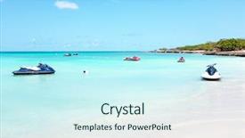  Presentation with caribbean - Theme with jet ski - eagle beach on aruba island background and a cool aqua colored foreground