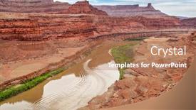  Presentation with moab - Presentation consisting of jetboat transporting kayaks upstream of colorado river below moab in utah background and a coral colored foreground