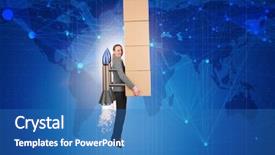  Presentation with boxes - Beautiful presentation featuring jetpack and delivering boxes global backdrop and a teal colored foreground