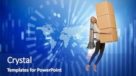  Presentation with drone technology delivery flying - Presentation enhanced with jetpack and delivering boxes global background and a ocean colored foreground