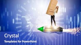  Presentation with drone technology delivery flying - Theme enhanced with jetpack and delivering boxes global background and a cobalt blue colored foreground