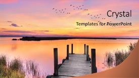  Presentation with lake - Slides with jetty - pier on the lake background and a lemonade colored foreground