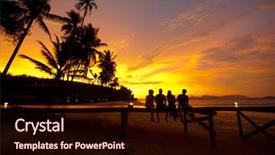  Presentation with sunset drinks - Theme having jetty on a tropical island background and a  colored foreground
