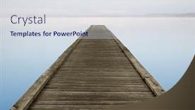  Presentation with misty - Slides with jetty-on-misty-azur-lake background and a sky blue colored foreground