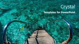  Presentation with island resort - Slide set enhanced with jetty-over-swimming-atoll background and a ocean colored foreground