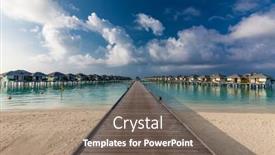  Presentation with island resort - Beautiful slide set featuring jetty-over-swimming-atoll backdrop and a violet colored foreground