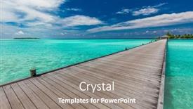  Presentation with island resort - Cool new PPT layouts with jetty-over-swimming-atoll backdrop and a gray colored foreground