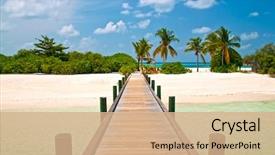  Presentation with tropical - PPT theme with jetty to a tropical beach background and a coral colored foreground