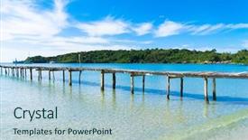  Presentation with path - Amazing PPT theme having jetty to eternity path filled backdrop and a light blue colored foreground