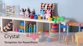 Presentation with kids - Audience pleasing slides consisting of jeux - vivid kids room with toys backdrop and a soft green colored foreground