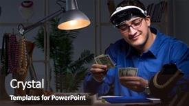  Presentation with workshop - Beautiful PPT theme featuring jeweler working in his workshop backdrop and a wine colored foreground