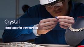  Presentation with critical thinking workshop - Theme featuring jeweler working in his workshop background and a navy blue colored foreground