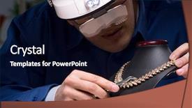  Presentation with workshop - Beautiful slide set featuring jeweler working in his workshop backdrop and a black colored foreground