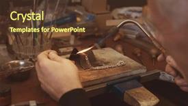  Presentation with working - Colorful presentation design enhanced with jeweler working with blow torch backdrop and a  colored foreground