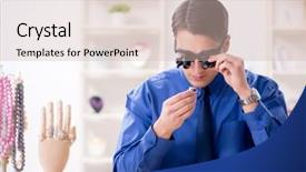  Presentation with jewelry - Slide deck having jeweler working with luxury jewelry background and a  colored foreground