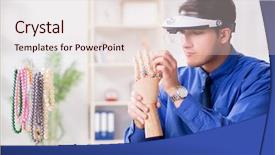  Presentation with romance luxury nature - Slide set featuring jeweler working with luxury jewelry background and a  colored foreground