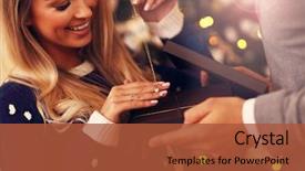  Presentation with jewelery - Presentation design featuring jewelery - group of friends with christmas background and a red colored foreground