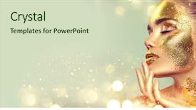  Presentation with girl model - Audience pleasing PPT layouts consisting of jewellery background gold body art backdrop and a soft green colored foreground