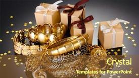  Presentation with beautiful golf courses - Presentation theme consisting of jewellery box - beautiful golden jewelry and gifts background and a tawny brown colored foreground