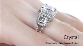  Presentation with finger - PPT theme with jewellery ring worn background and a mint green colored foreground