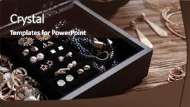  Presentation with jewelry - Audience pleasing PPT theme consisting of jewelry and box on wooden backdrop and a wine colored foreground