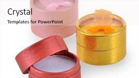  Presentation with jewelry - Audience pleasing slide set consisting of jewelry box with gift box on white background backdrop and a sky blue colored foreground