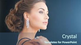  Presentation with diamond 3d animation - Amazing PPT theme having jewelry ear rings - beautiful woman in evening dress backdrop and a ocean colored foreground