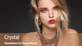  Presentation with fashion - Beautiful PPT theme featuring jewelry ear rings - fashion girl portrait backdrop and a  colored foreground