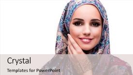  Presentation with woman muslim - PPT theme with jewelry ear rings - muslim woman in fashion concept background and a lemonade colored foreground