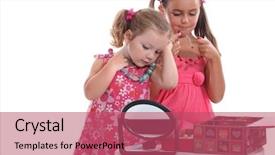  Presentation with ponies and girls - Colorful presentation theme enhanced with jewelry game - girls with necklaces backdrop and a coral colored foreground