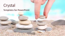  Presentation with stones - PPT theme featuring jewelry game - hand builds tower of sea background and a  colored foreground