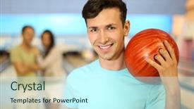  Presentation with orange - Colorful slide set enhanced with jewelry game - smiling man with orange ball backdrop and a cool aqua colored foreground