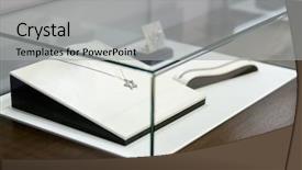  Presentation with wine case stack - PPT theme with jewelry in the window case background and a light gray colored foreground