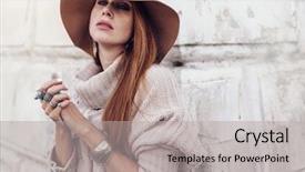  Presentation with old fashion photo album - PPT theme having jewelry on model ethnic ring background and a light gray colored foreground