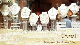  Presentation with gold diamond - PPT theme featuring jewelry store show-window background and a lemonade colored foreground