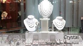  Presentation with jewelry - Cool new PPT theme with jewelry store show-window backdrop and a light gray colored foreground
