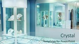  Presentation with retail store - Presentation design having jewelry store background and a light blue colored foreground