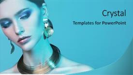  Presentation with jewelry - Colorful presentation design enhanced with jewerly - beautiful fashion model wearing elegant backdrop and a teal colored foreground