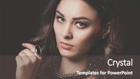  Presentation with woman diversity women socialize unity - Amazing PPT theme having jewerly - portrait of a beautiful woman backdrop and a dark gray colored foreground