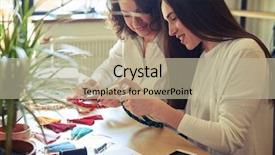  Presentation with women making - Slides consisting of the table making jewelry background and a mint green colored foreground