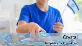  Presentation with hanukkah - PPT layouts featuring jewish boy eating festive hanukkah background and a light blue colored foreground