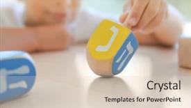  Presentation with jewish - Colorful PPT theme enhanced with jewish boy playing with dreidel backdrop and a lemonade colored foreground