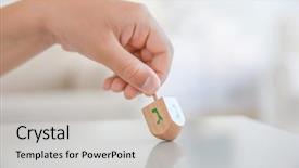  Presentation with jewish - Slides with jewish boy playing with dreidel background and a light gray colored foreground