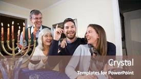  Presentation with chanukah - Presentation consisting of jewish family celebrating chanukah background and a violet colored foreground