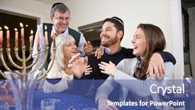  Presentation with chanukah - Cool new presentation theme with jewish family celebrating chanukah backdrop and a ocean colored foreground
