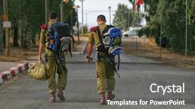  Presentation with base - Slide deck consisting of jewish - paratroopers of tzahal return background and a gray colored foreground