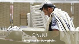  Presentation with jewish - Presentation having jewish-policeman-praying background and a coral colored foreground
